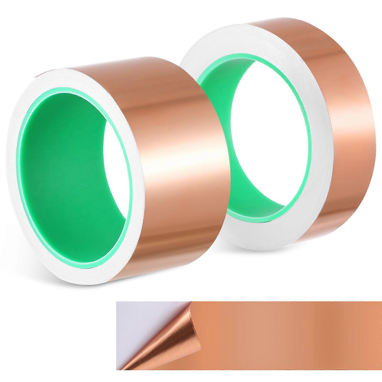 2 Rolls Double Sided Copper Foil Tape for DIY Crafts, Electrical Shielding & Repair Projects – Strong Adhesive, Easy to Use