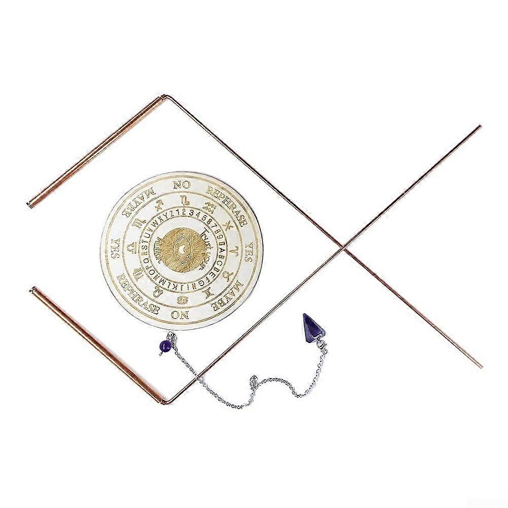 Radiesthesia Set Copper Pendulum and Amethyst Pendant, 2 Precisely Made Fortune Telling Sticks