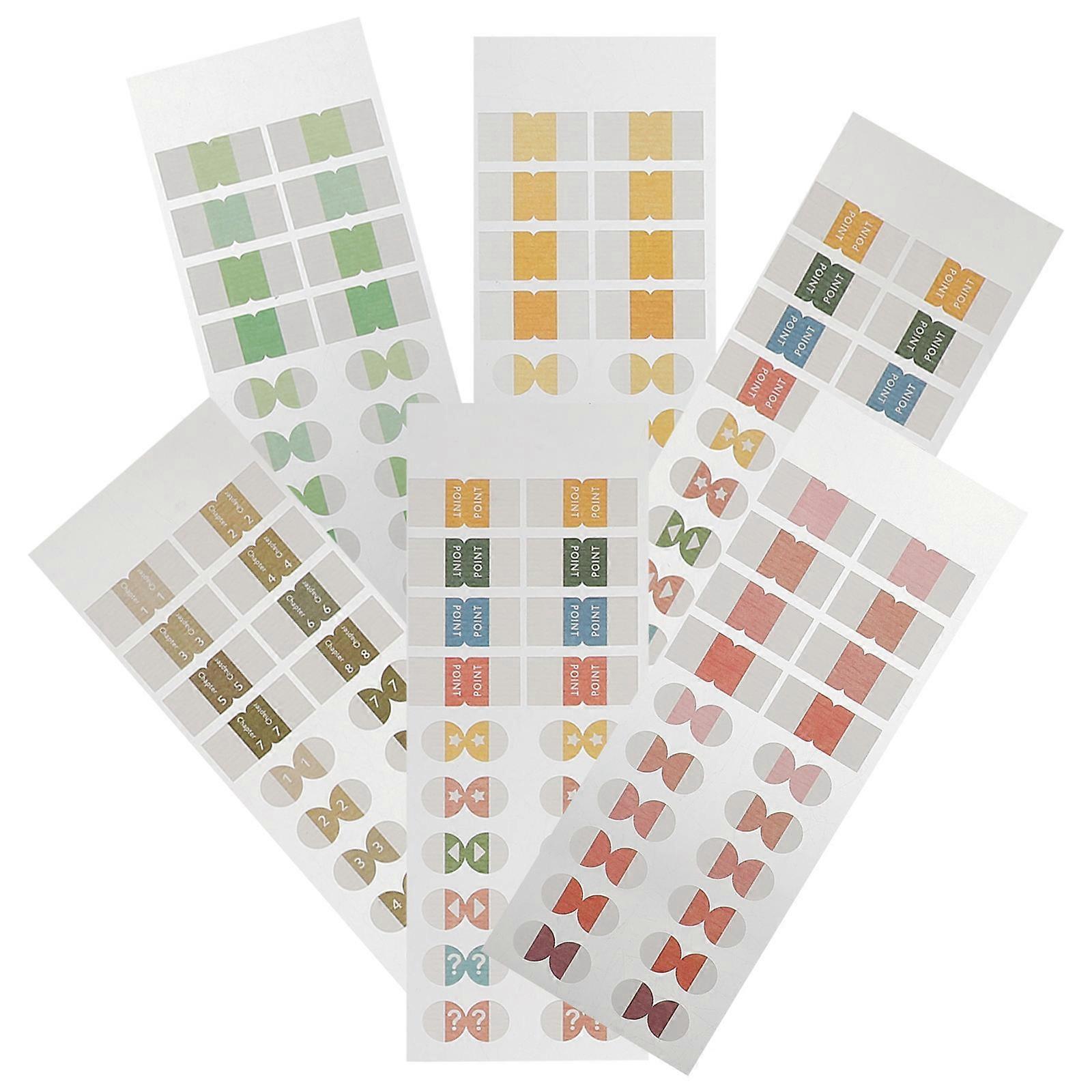 Portable Sticky Tabs Decorative Book Tabs Indexing Folders Binders 6 Sheets