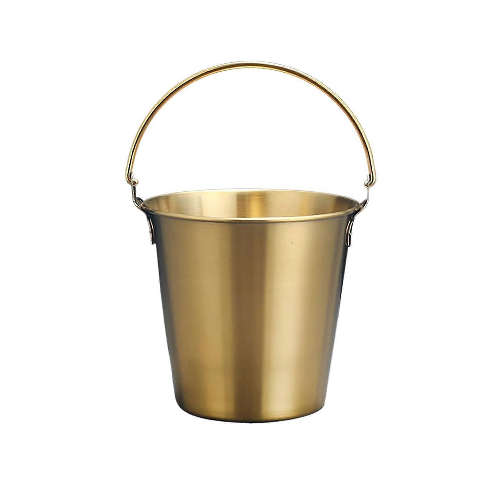Stainless Steel Mini Ice Bucket with Handle, Insulated Small Metal Drink Cooler for Wine, Parties, Gold Finish