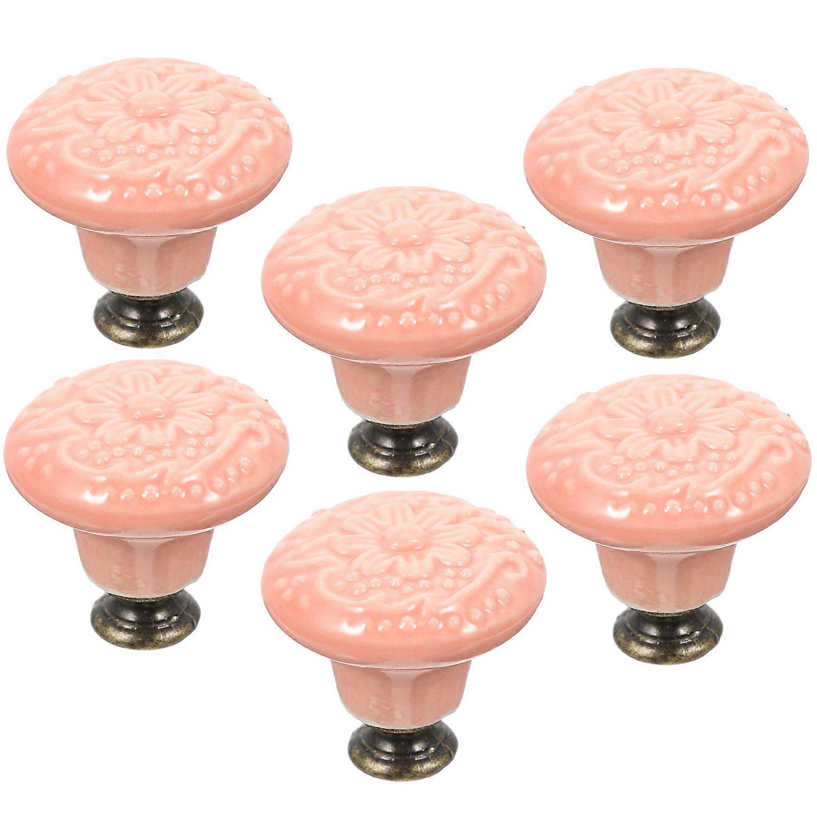Dresser Knob Ceramic Cabinet Knobs Moving present Pink 3.5X3.5CM 6Pcs