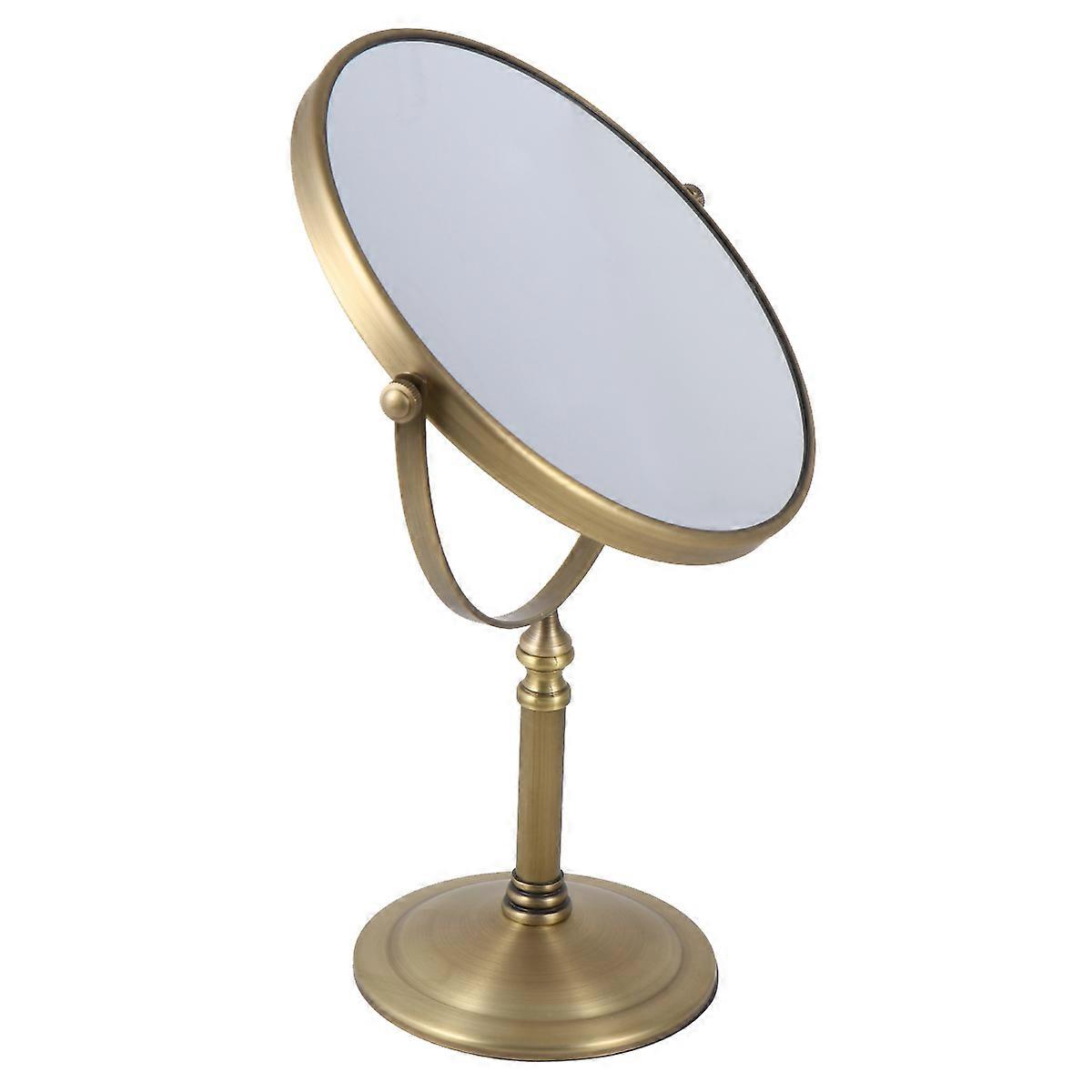Mirror 8 Inch 5 Times Magnification Double Side Cosmetic Mirror Golden Metal Anti-Slip Base 1Pc