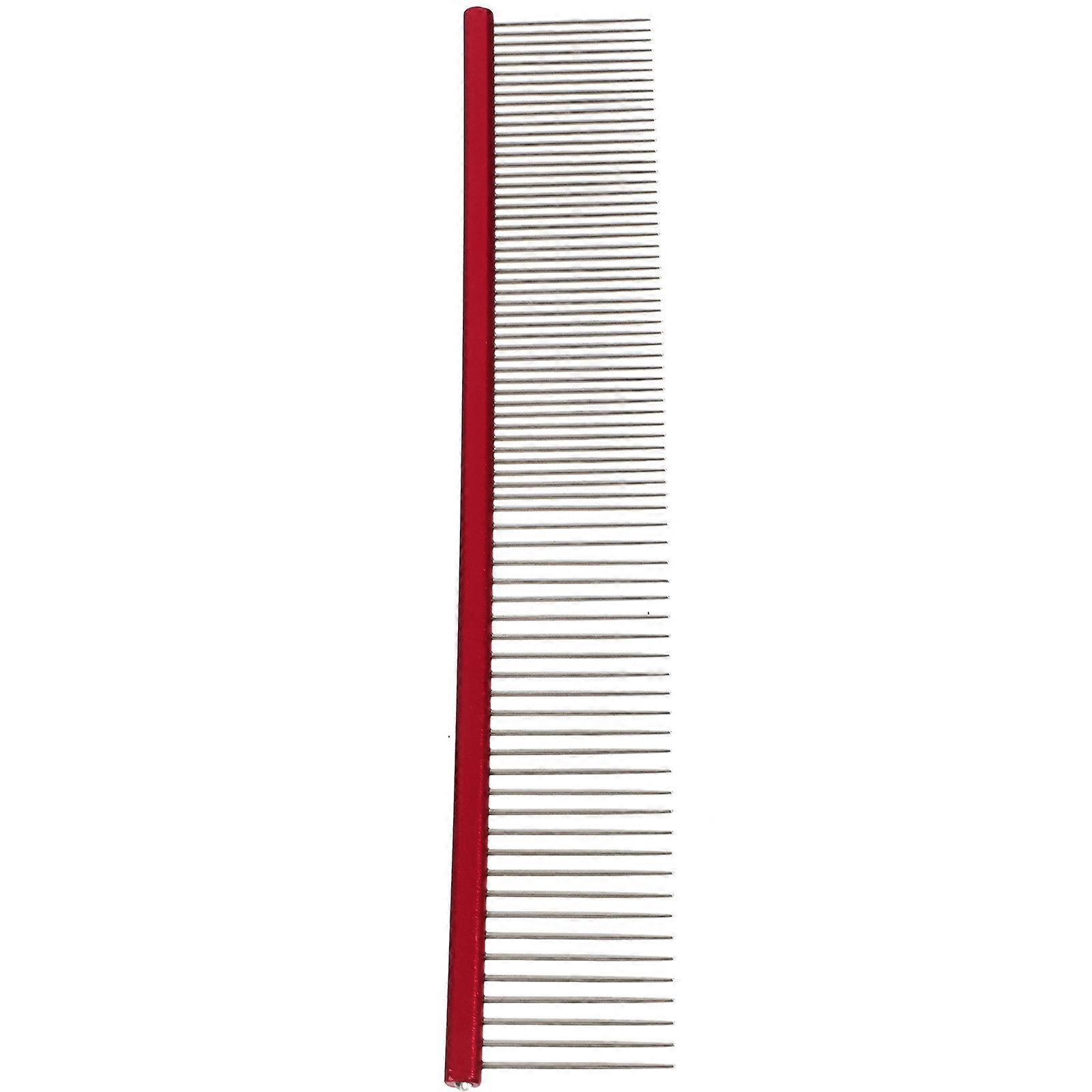 Multi-Function Grooming Comb Stainless Steel Dog Comb Pet Owners Simple Design Red 19X3.5X0.2CM Removes Loose Hair 1Pack