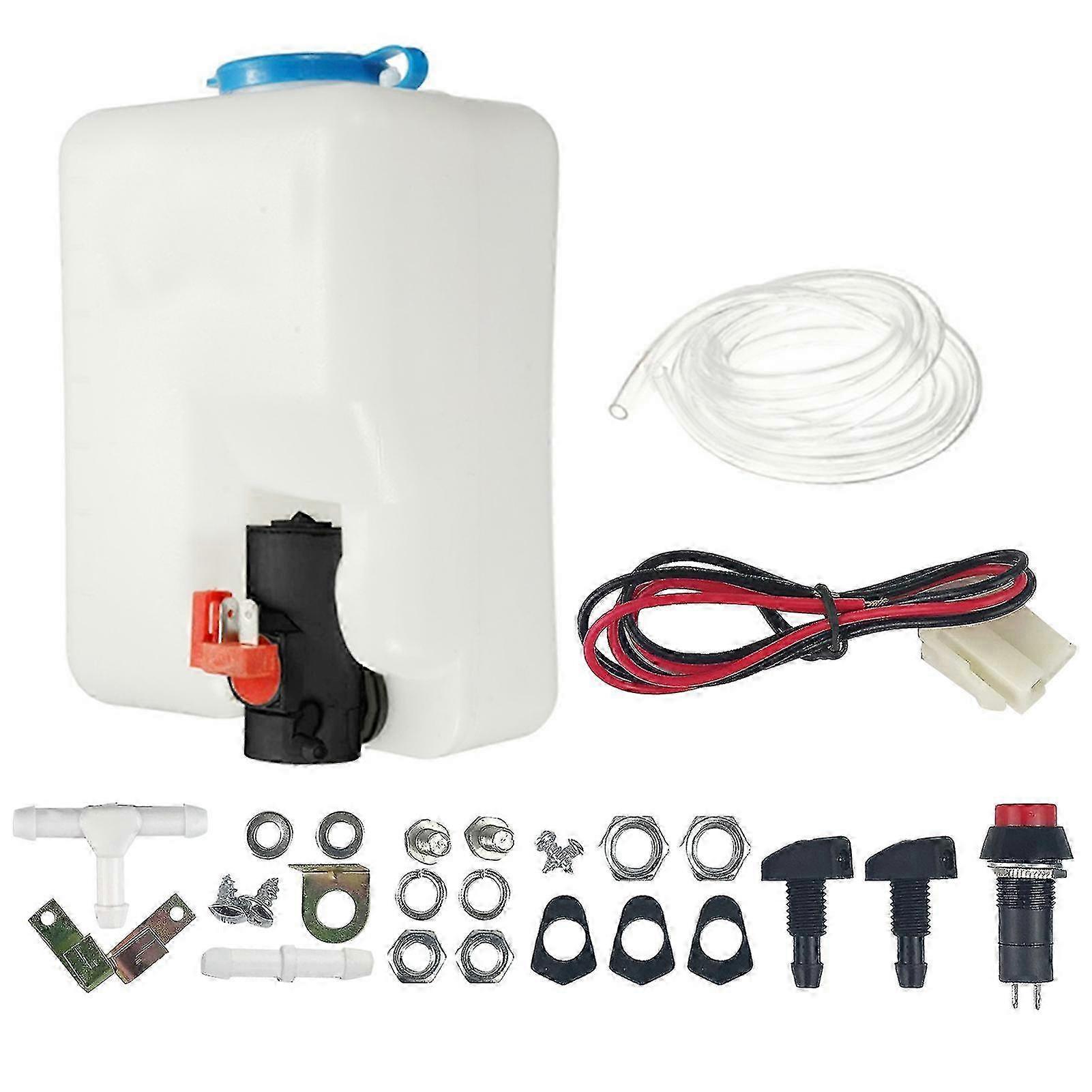 12V Universal Wiper Windscreen Washer Bottle Cleaning Tools with Pump Hose Jets