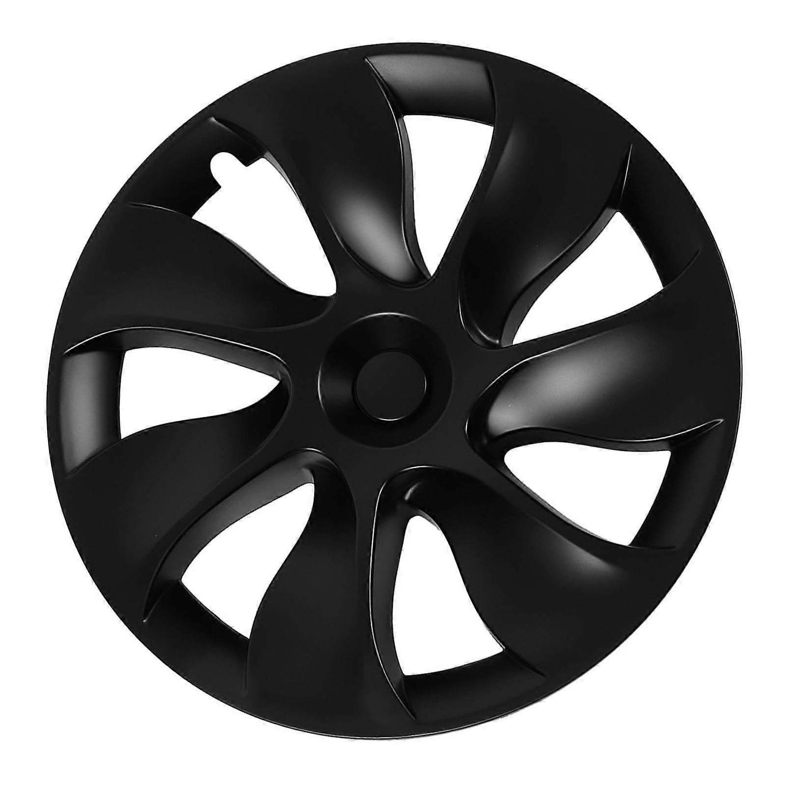 4 Pcs 19 Inch Wheel Hub Cap Matte Black Fully Wrap Rim Protector Trim High Strength Replacement for Tesla Model Y 2020 to 2023 Asymmetrical 