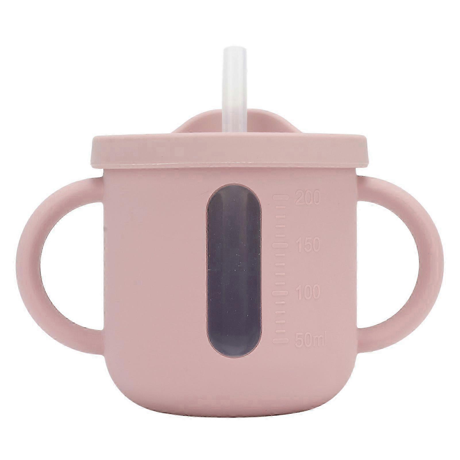 Lightweight Toddler Training Cup with Double Handles and Leakproof Cover for Home and Travel - Pink