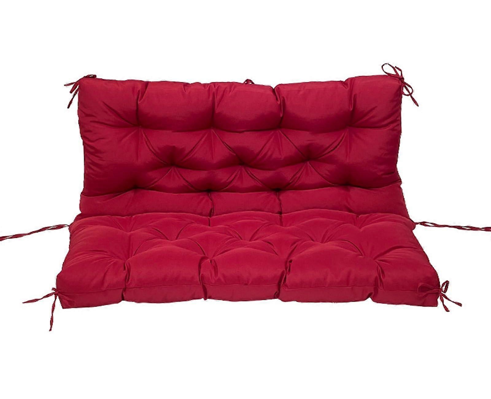 Waterproof garden swing cushion with backrest, replacement for 23person bench, wine red, 150x100cm