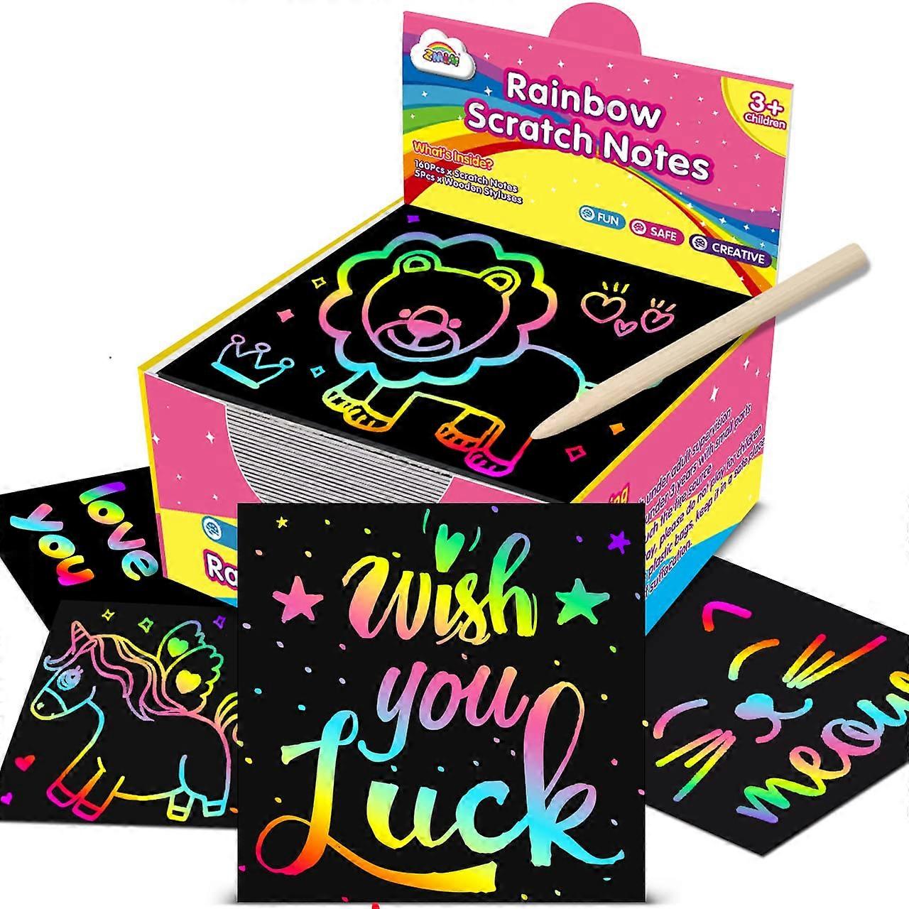 Scratch Art Craft Mini Notes 160 Rainbow Scratch Paper Art Stocking Stuffers for Kids