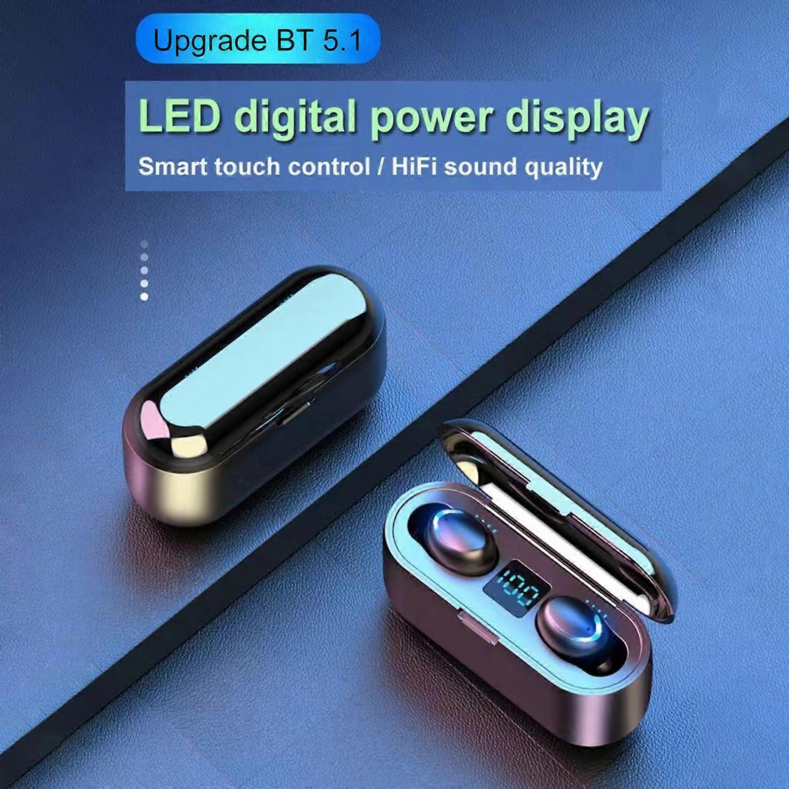 F9 Wireless Earbuds with 8D Stereo Sound, LED Display, Touch Control, Waterproof, BT 5.1