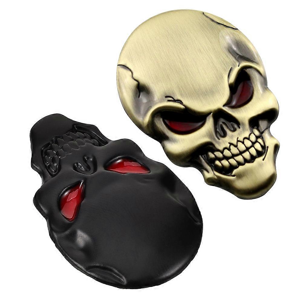 Here's a refined and professional product description for your **2pcs Metal Skull Car Badge Stickers**:
### 2PCS Metal Skull Car Badge Stickers –