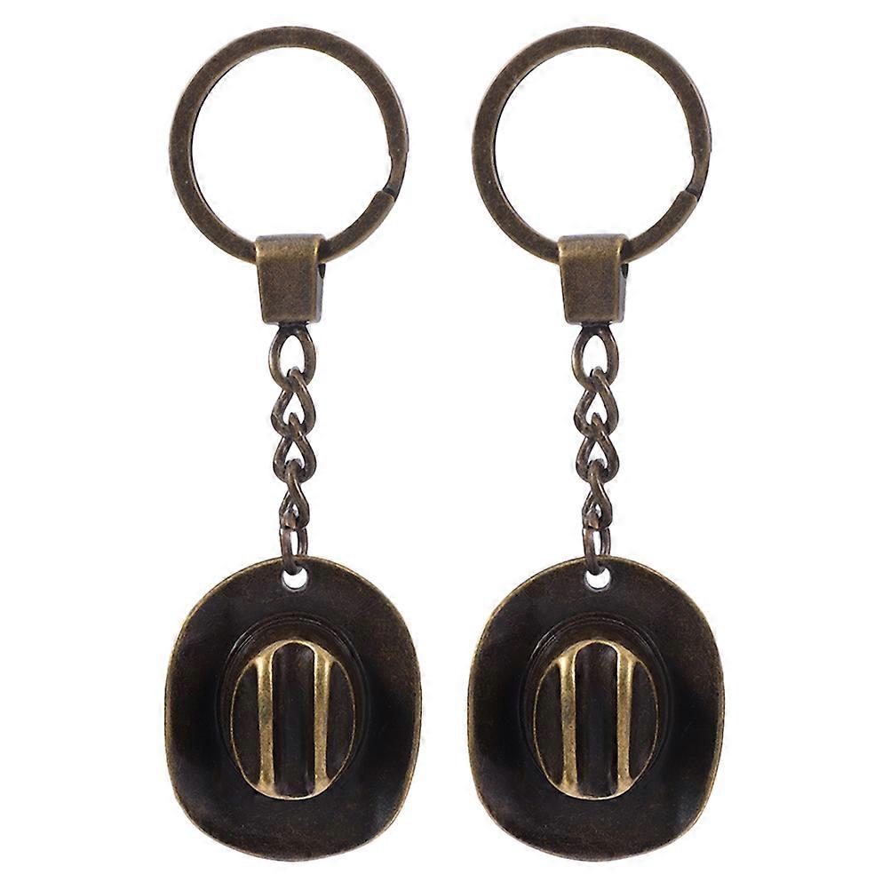 Western Keychain Cowboy Hat Versatile Accessory For Handbag And Purse 4.00X3.20X2.70CM 2Set