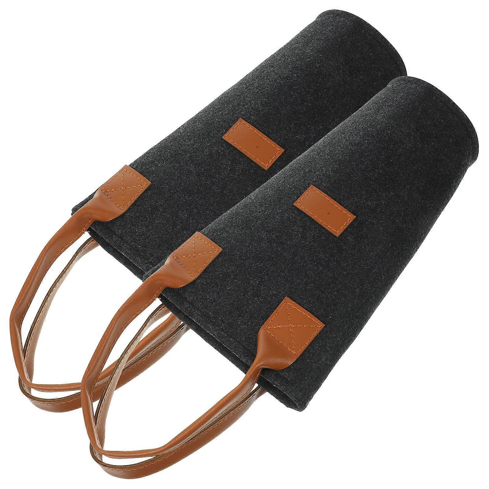 Unique Storage Bag Rectangular Felt Bag With Leather Handle For Concert 2Pcs