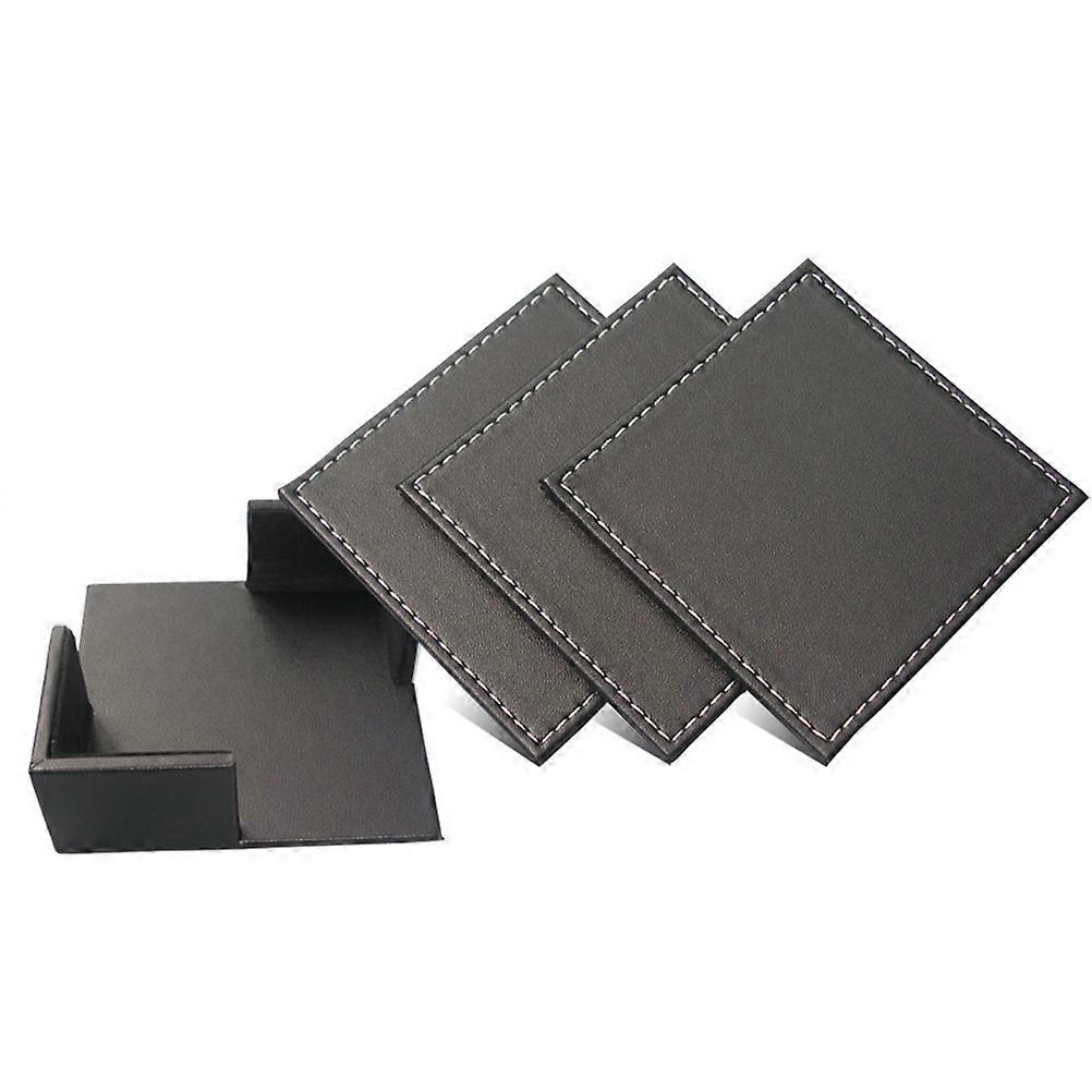 Square Table Mat Heat Resistant Coasters for Set Black White Thread 10cm x 6mm 6Pcs