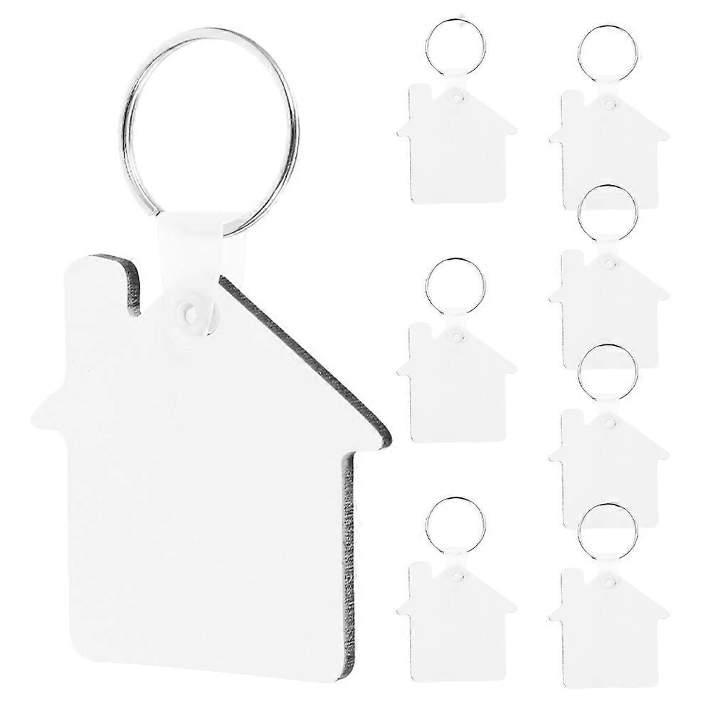 8PCS Sublimation Keychain Blanks, House Shaped Portable Key Rings for Crafting Pendants, DIY Key Fobs for Gifts and Craft Projects