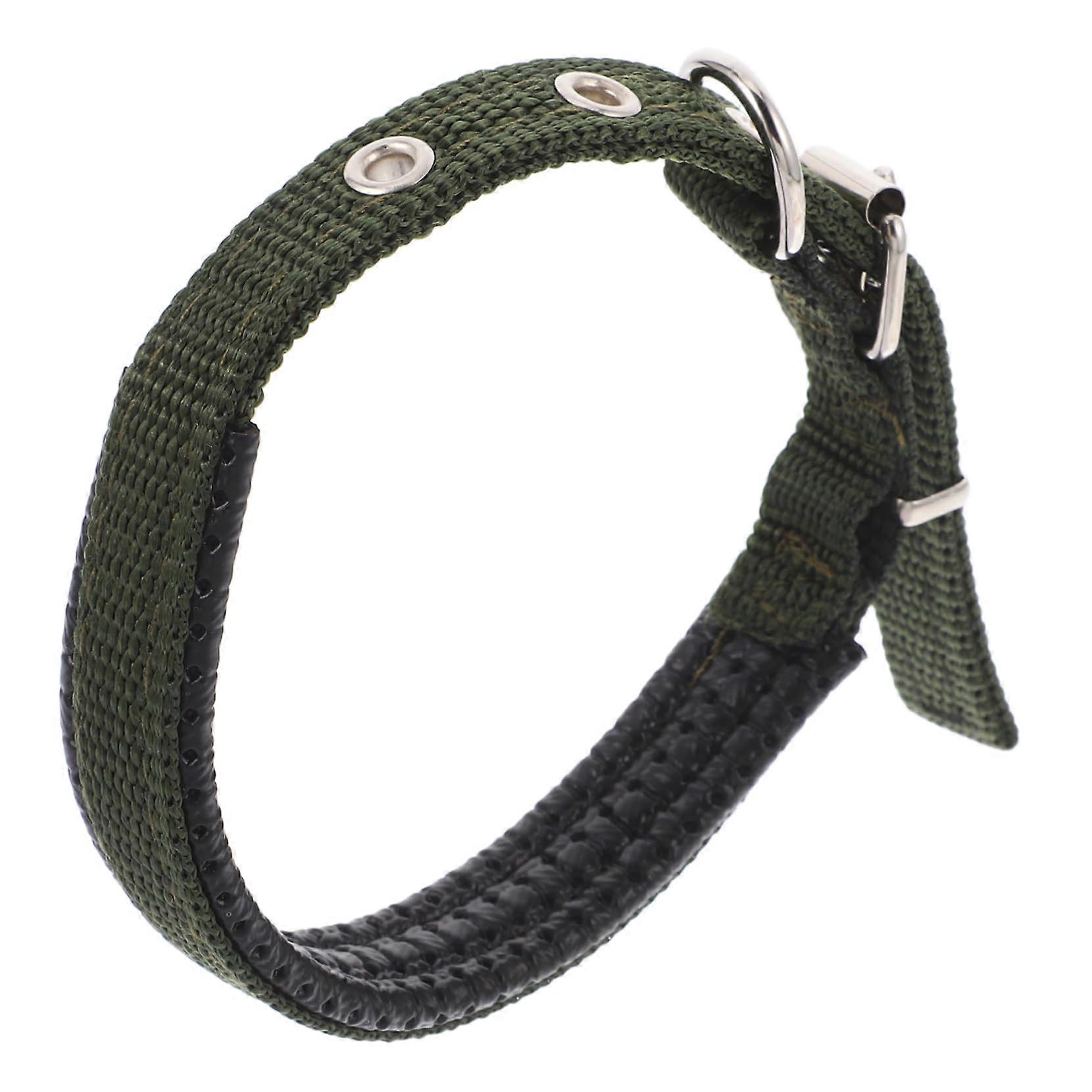 Adjustable Pet Collar Polyester With Durable Alloy Buckle Comfortable For Small Medium Large Dogs Olive Green Daily Use