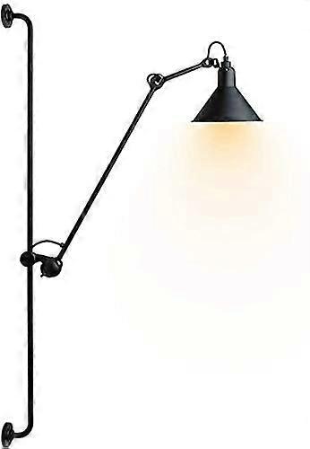 E27 Wall Lamp With Switch And Cable Plug Adjustable Flexible Long Arm Reading Light, Industrial Telescopic Wall Light
