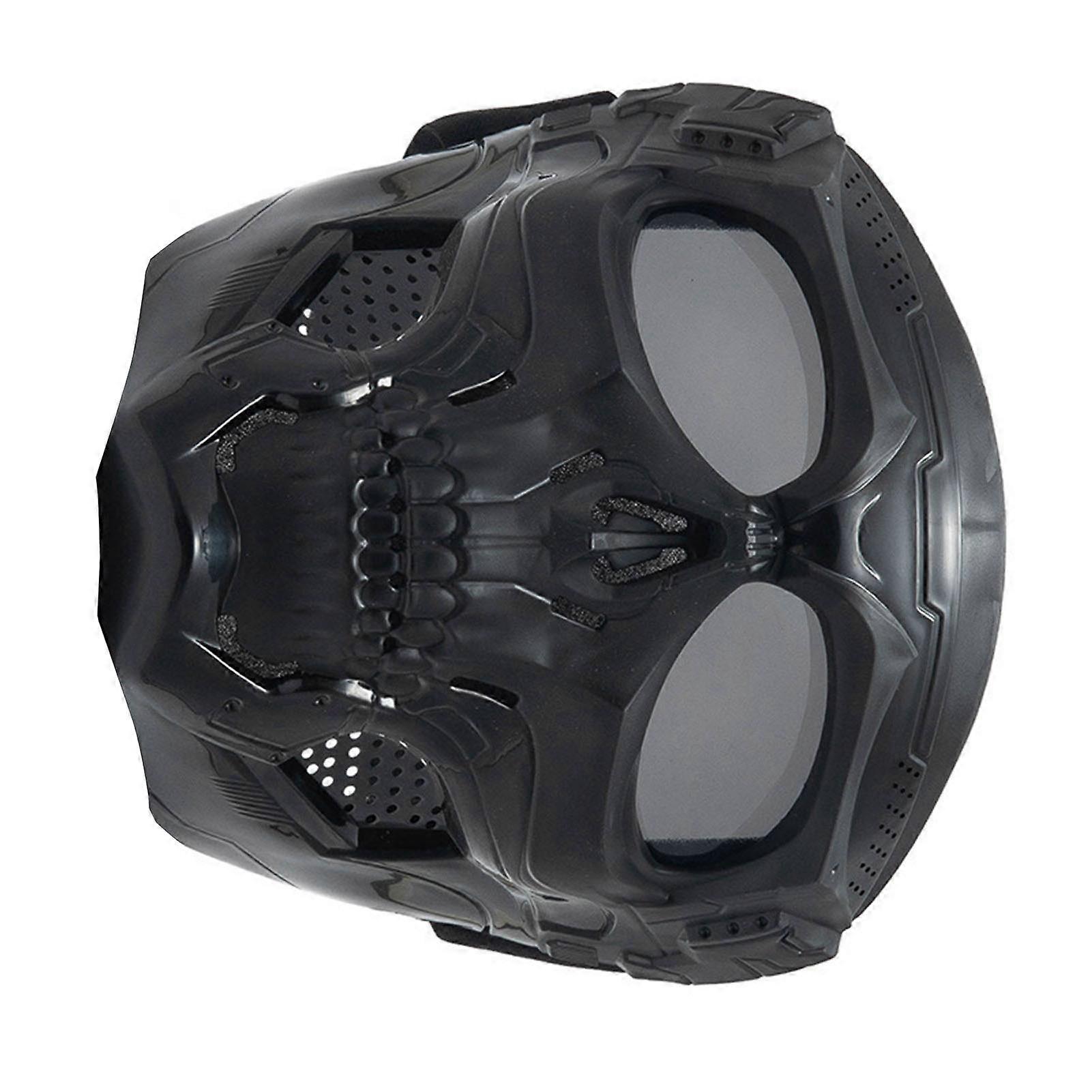 Motorcycle Skull Goggles Mask Offroad Racing Black Frame Grey Lens