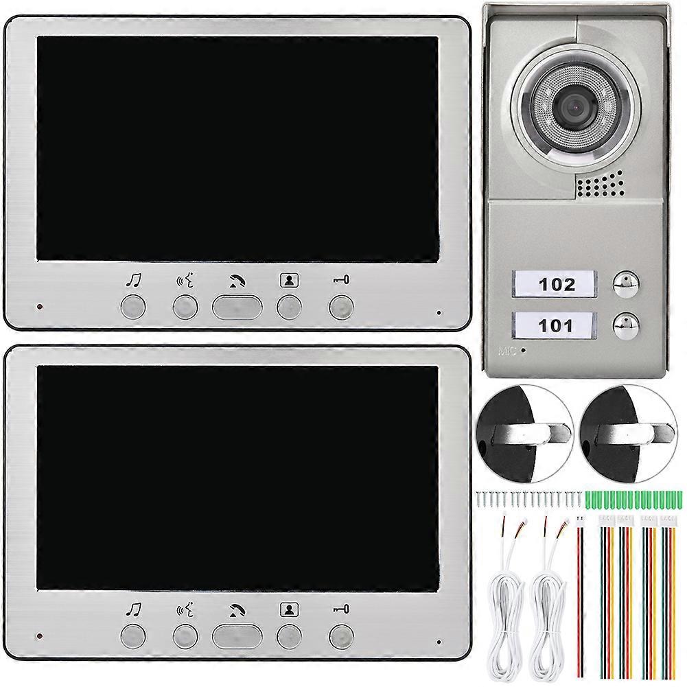 7inch Apartment 2 Units Wired Video Door Phone Visual Entry Intercom System110-240V