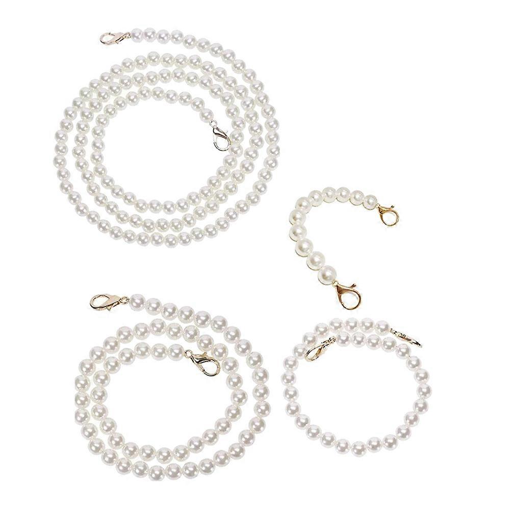 Pearl Bag Chain Strap Decorative Replacement for Bag DIY Accessory White 4Pcs