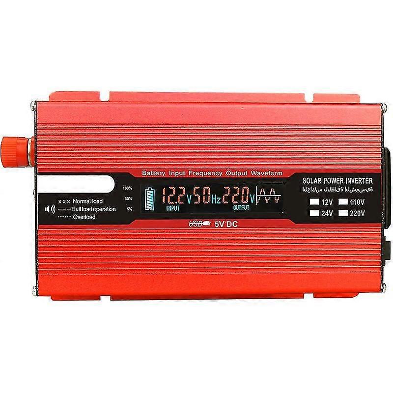 1000w 2000w 12v 240v Voltage Converter Usb Inverter Power Inverter With 1 Outlet And Lcd Display, Red