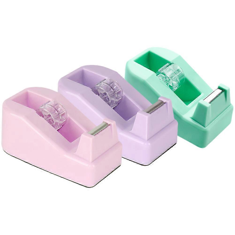 Small Tape Dispenser for Desk Made of Plastic in Assorted Colors for School Use 3pcs Pack