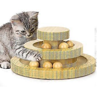 Interactive Wooden Cat Toy with Double Layer Rotatable Smart Track Ball - Fun Rocking Roller for Cats & Kittens