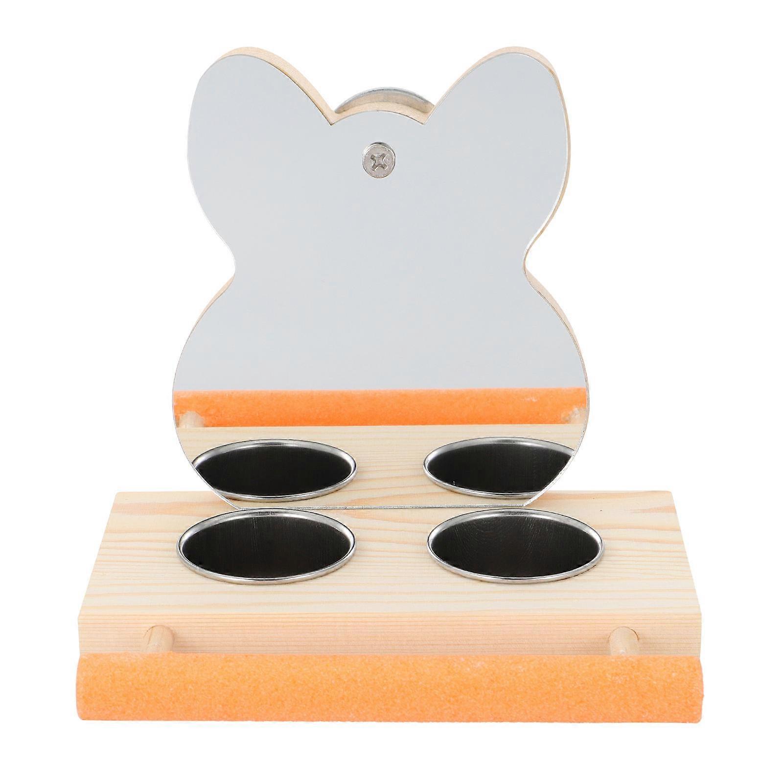Parrot Stand Rack with Mirror and Feeding Bowls for Birds Use Made of Composite Material Multi