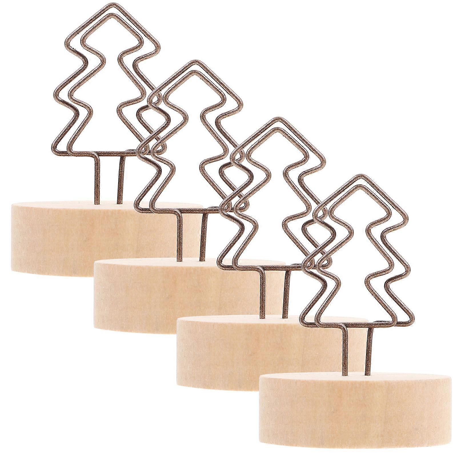 4PCS Photo Clips with Wooden Base Compact Memo Clamp, Sturdy Table Sign Holder for Restaurant Table Numbers, Desktop Decoration & Picture Display