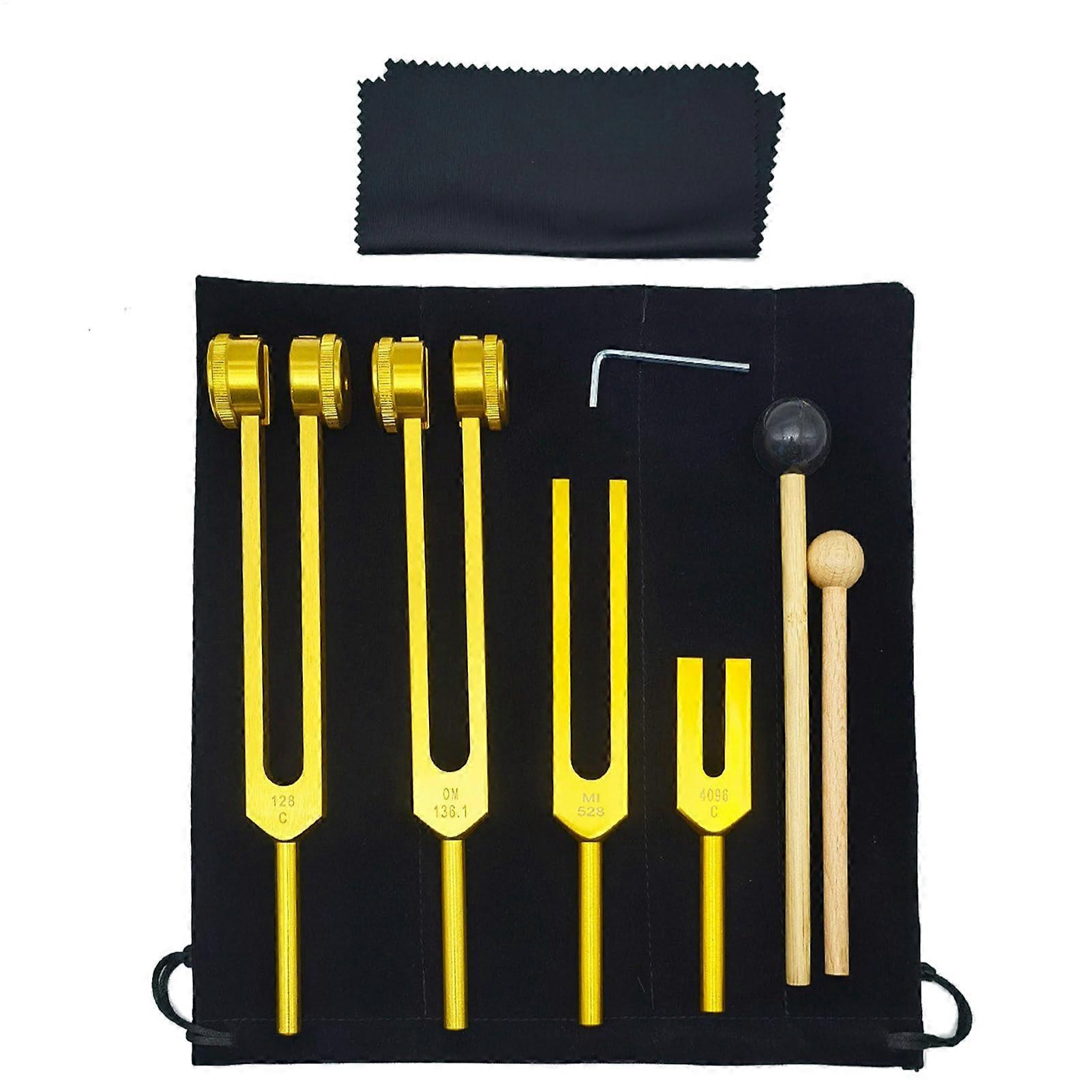 Diapason in aluminium alloy with precise frequency response, silicone hammer, and velvet bag.