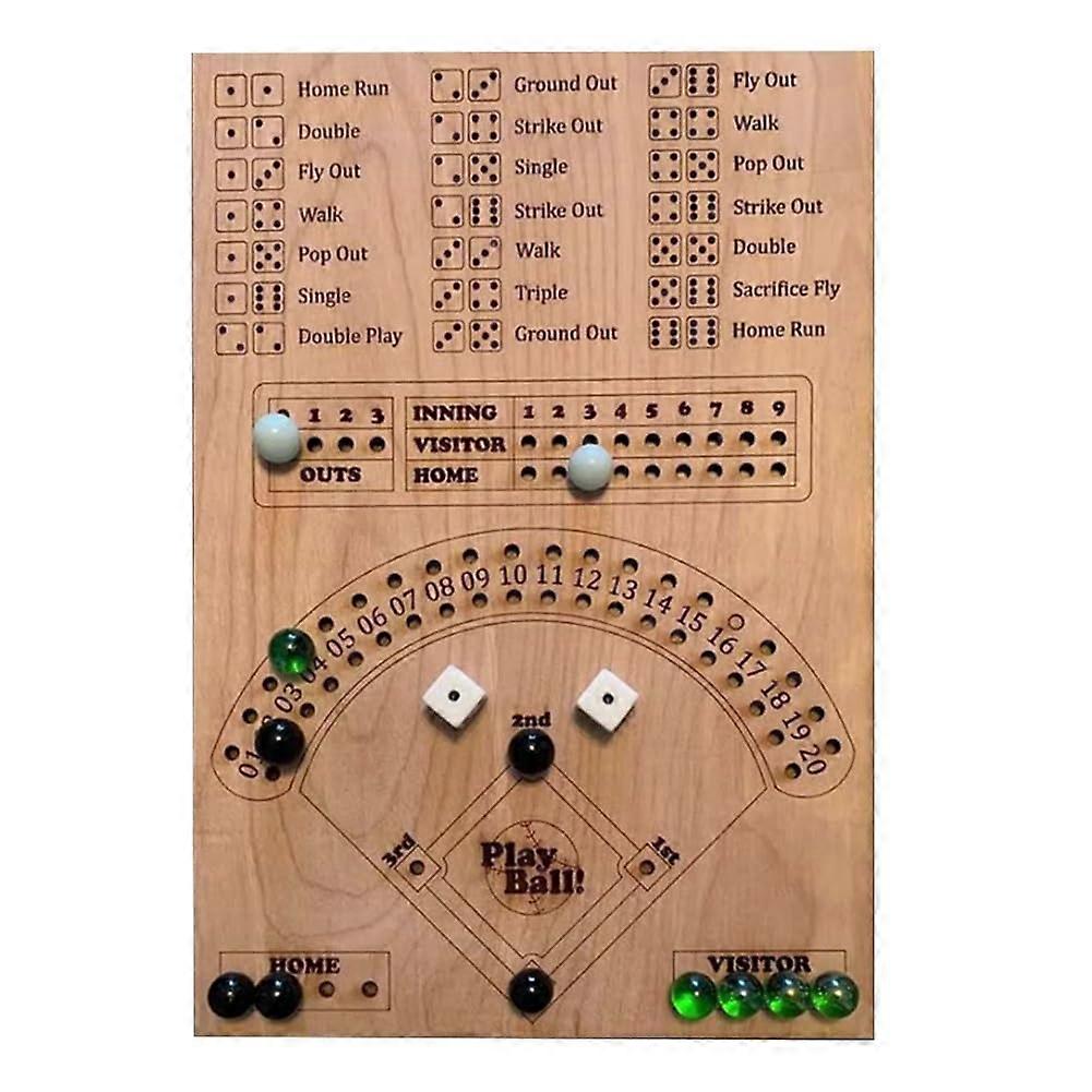 Baseball Dice Board Game, Wooden Dice and Board Game, Interactive Double Table Game, Funny Sports Toy