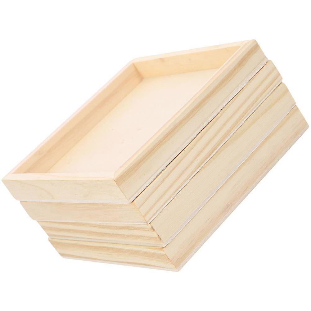 Puzzle Trays Wooden Organizer 3D Puzzle Toy Building Blocks Khaki Craftsmanship 4Set