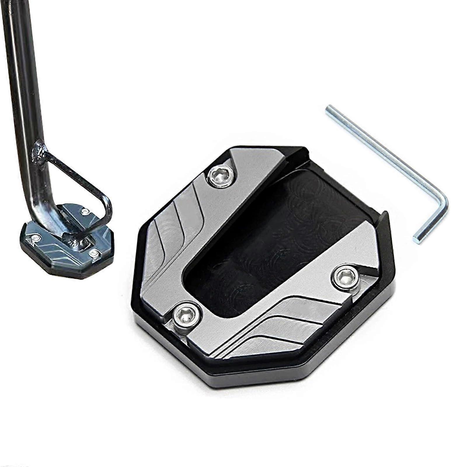 Motorcycle Stand Foot Side Extension Pad Universal Silver Support Plate for Enhanced Stability and Size Compatibility