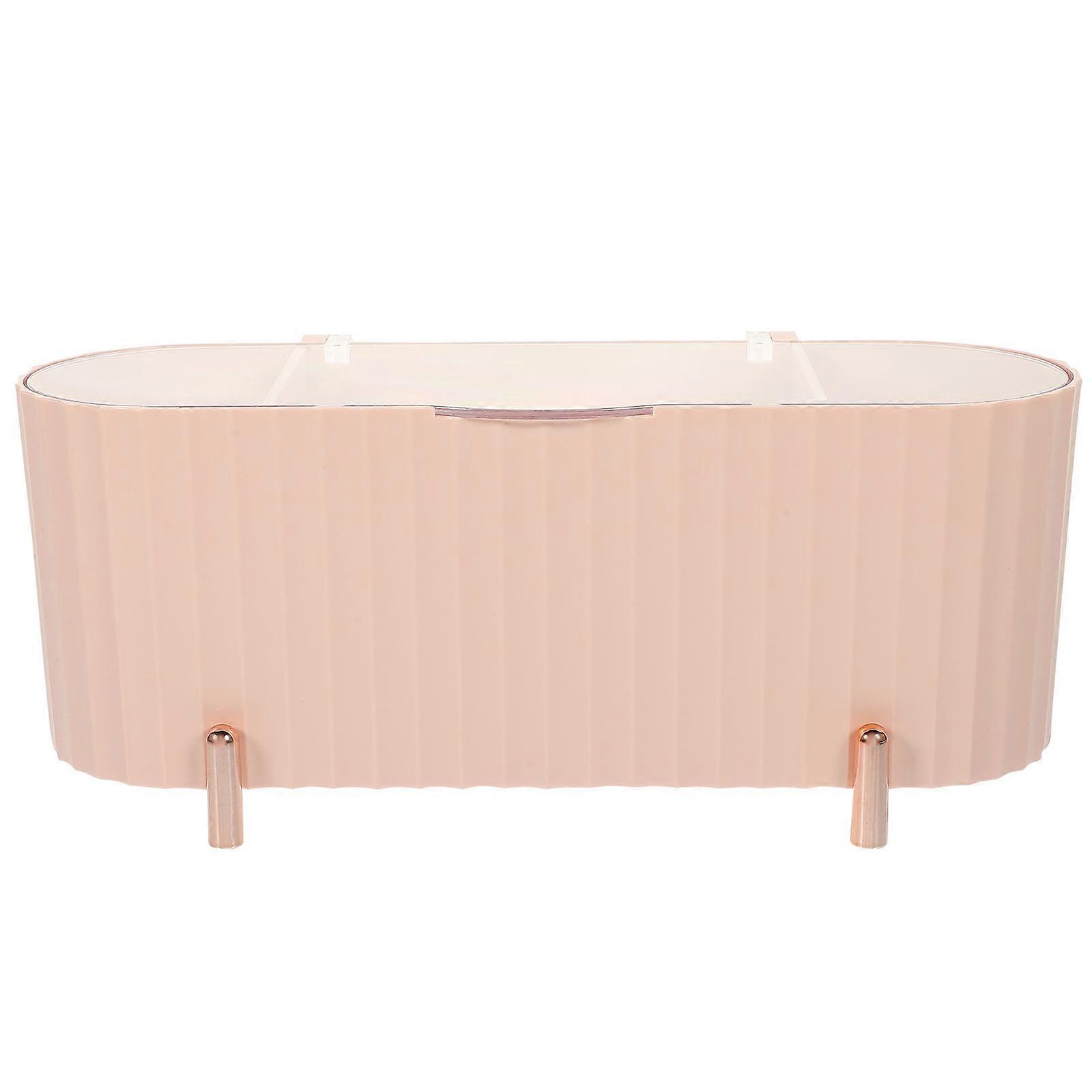 Pink Desktop Organizer for Cotton Pads and Makeup Items Sturdy PP Material Space Saving 4.5 x