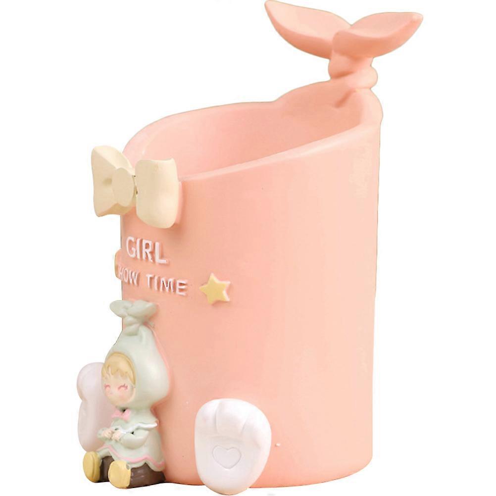 Pink Resin Desk Pen Holder Elegant Design for Storage Use Keeps Desktop Tidy 4.7 x 3.1 Inches