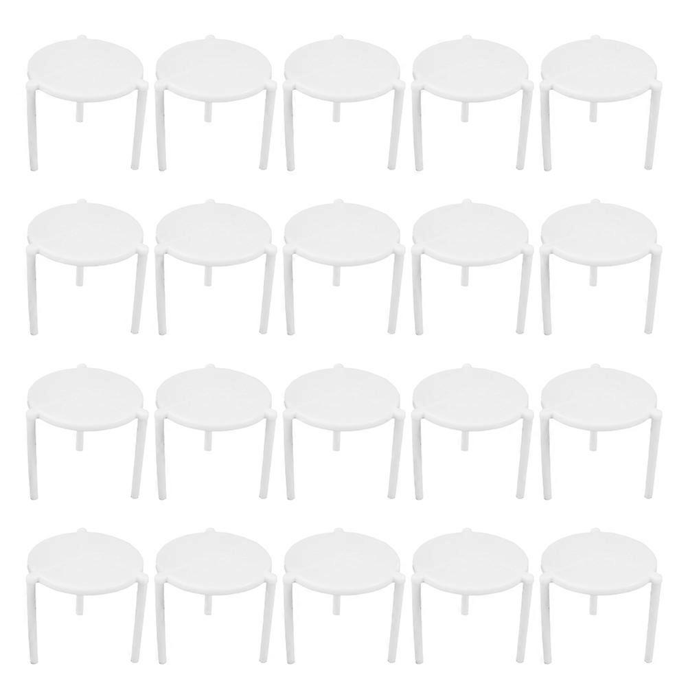 50 Count White Plastic Pizza Serving Stands AntiCollapse Tripods for Nail Protection