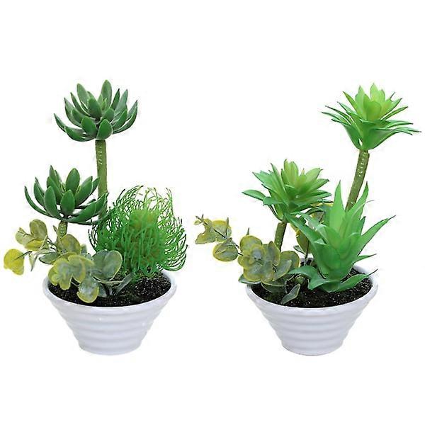 2 pcs artificial potted succulents, small and creative.