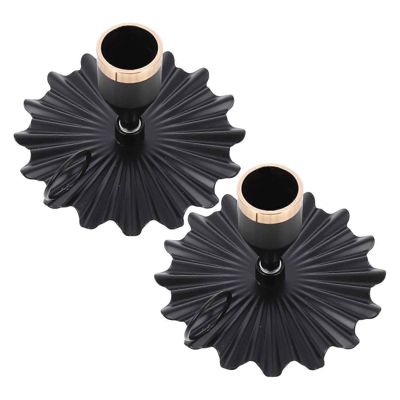 2pcs Metal Retro Iron Candle Holders Elegant Handheld Candlesticks