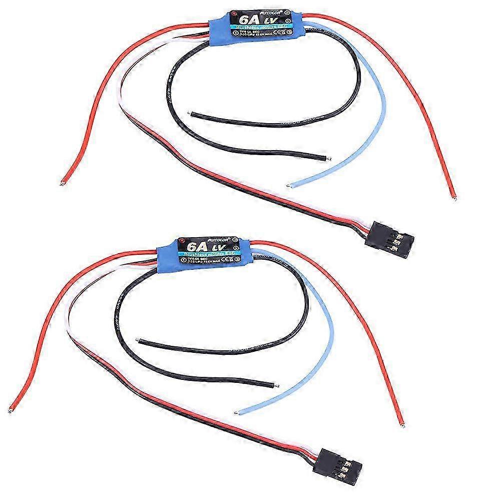 2-Piece Set of 2-3S 6A Electronic Speed Controllers for RC Airplane & Helicopter - Remote Control Accessory for Enhanced Performance