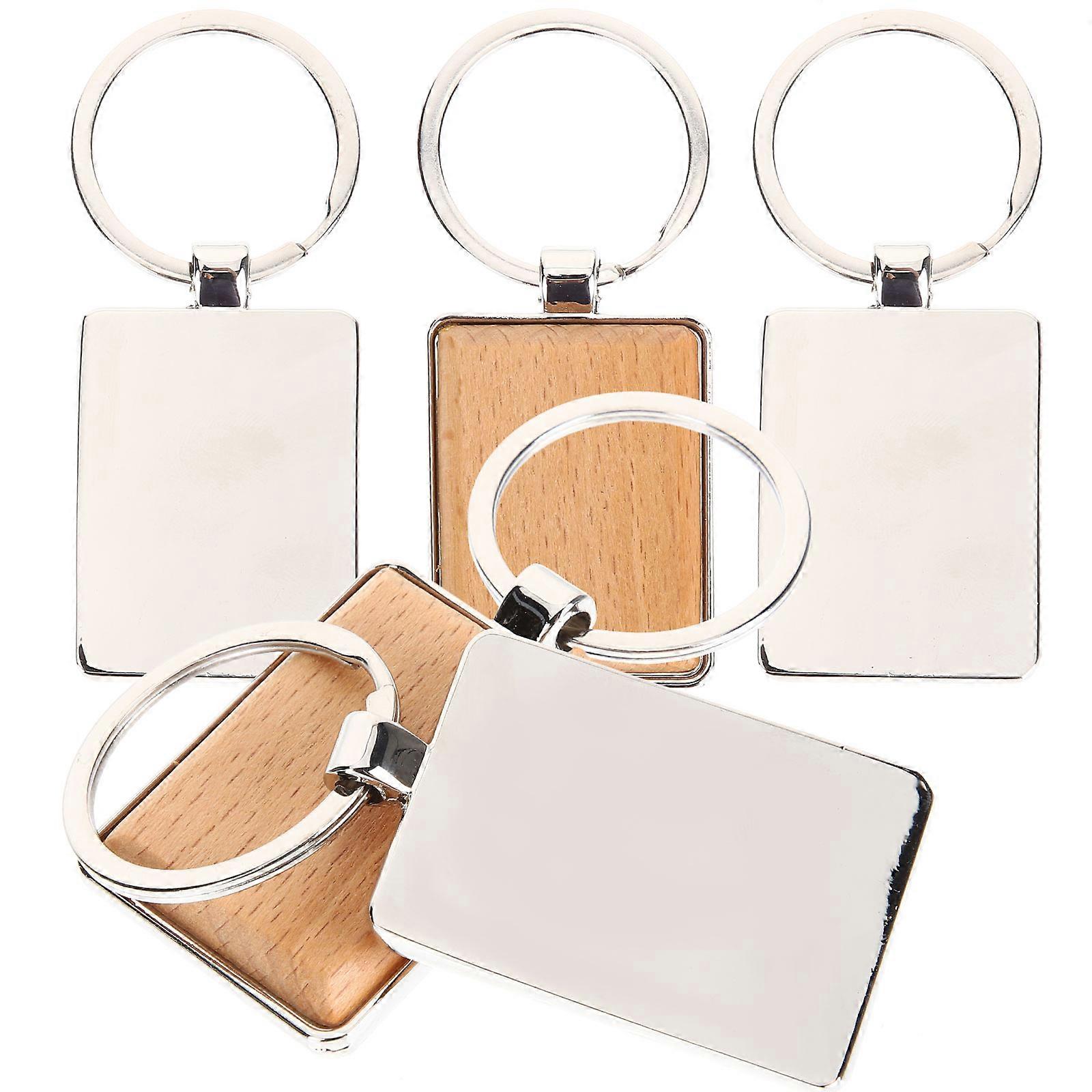 Aesthetic Blank Keychains with Wood and Metal Assorted Color for Decor and DIY Crafts
