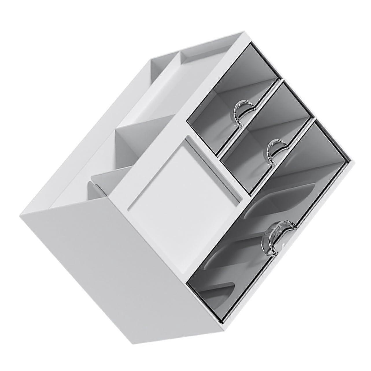 Desk Organizer with Stackable Storage Box for Office and Desk, Clear Plastic Design for Pens and Office Supplies, Versatile Use