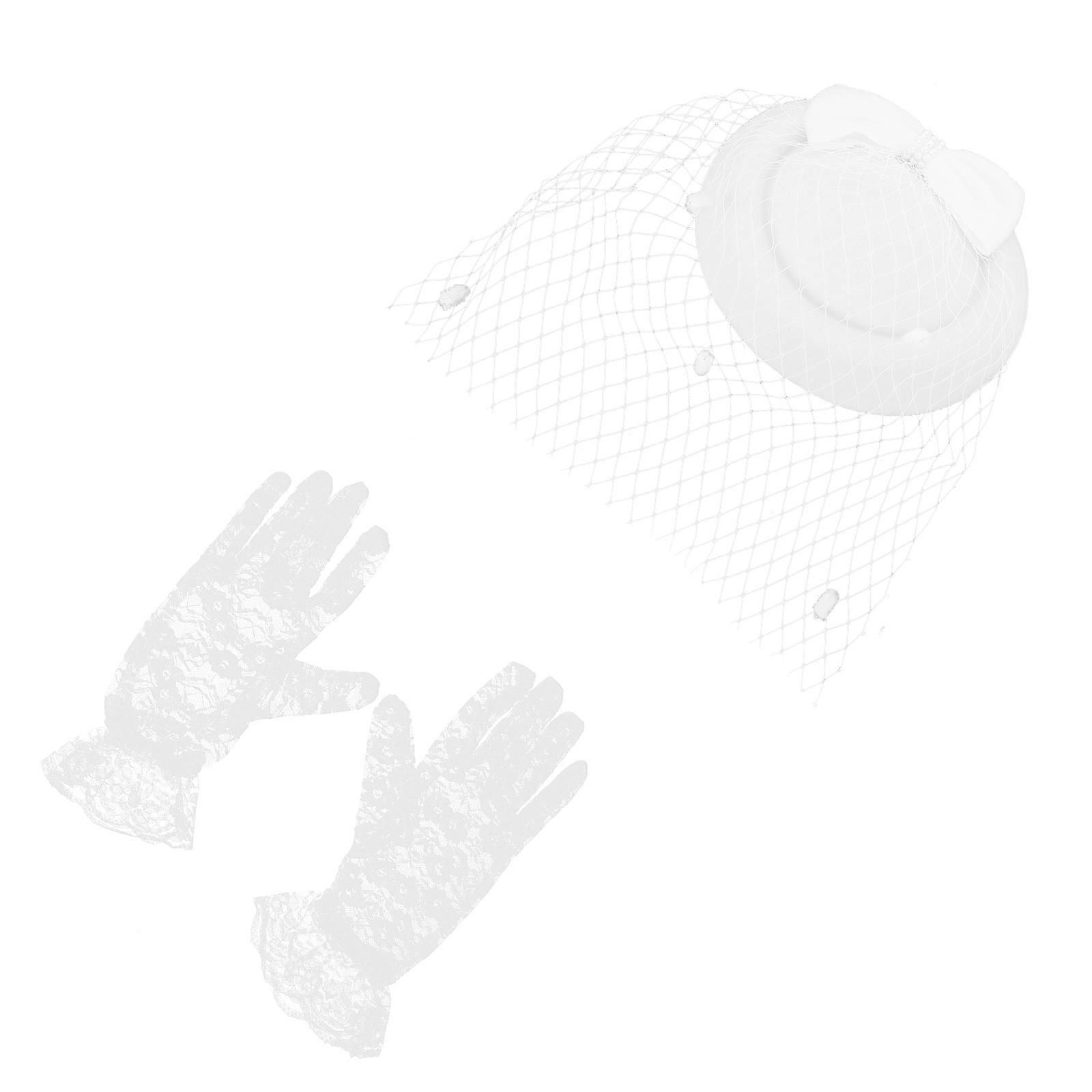 Retro Cheongsam Dress Accessories, Fascinator Hat and Gloves for Special Occasions