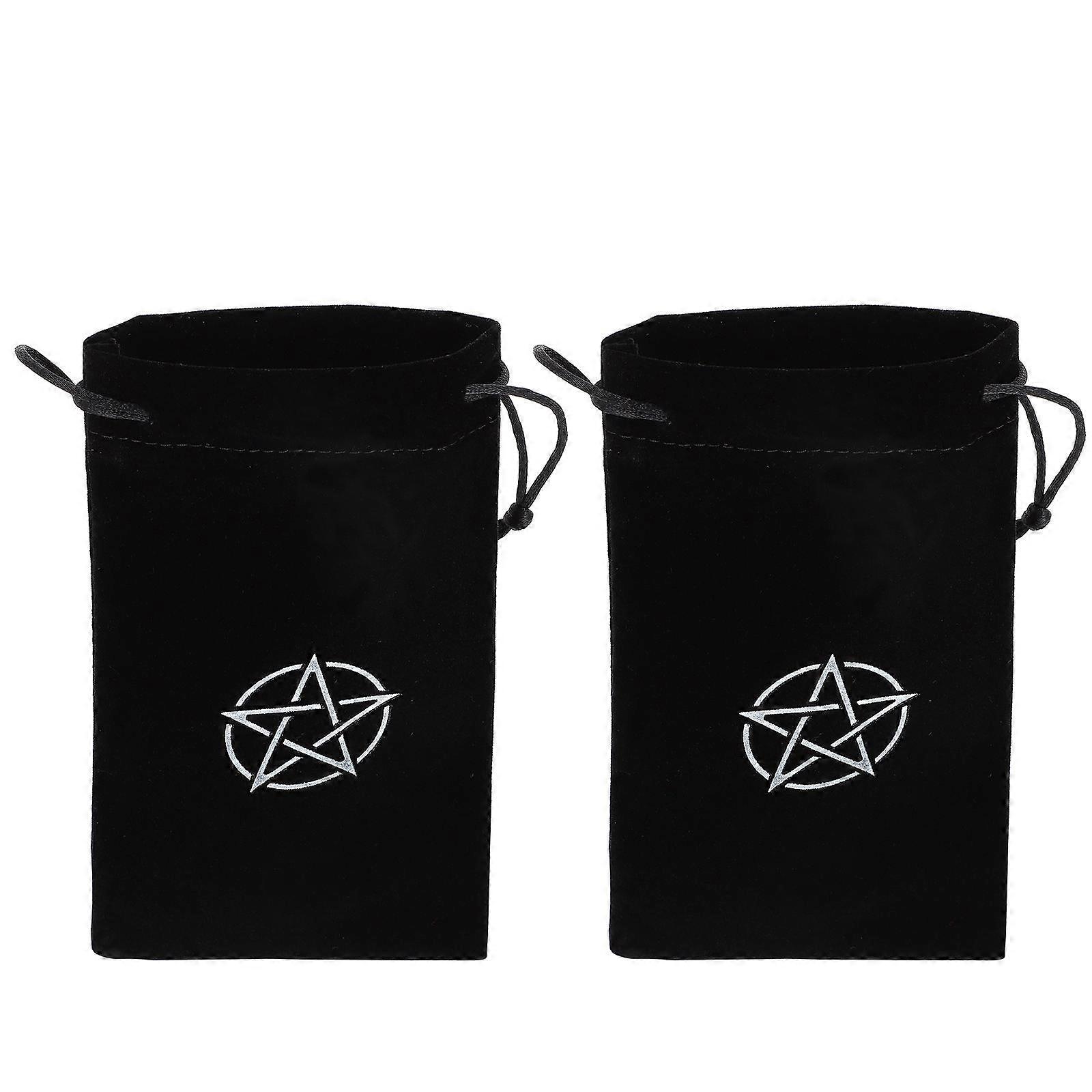 Black Tarot Container 2Set Drawstring Style For Home Use Magician Wear Resistant Material