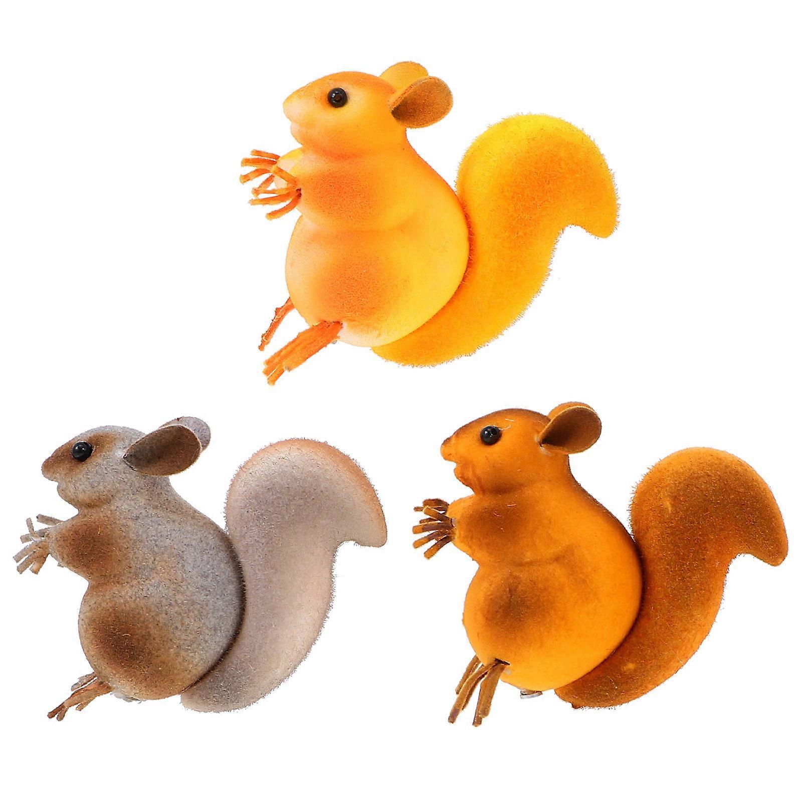Cute Simulation Squirrel Ornaments Decorative Animal Statue For Home Decor 7X6.5X4Cm Realistic Simulation 3Pcs