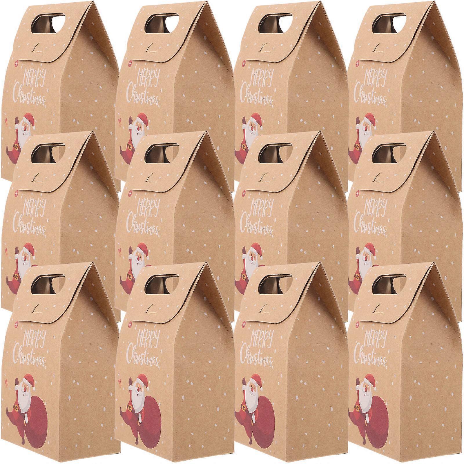 Assorted Color Christmas Candy Pouch 24Pcs Storage Holder Kraft Paper Gift Packaging for Families