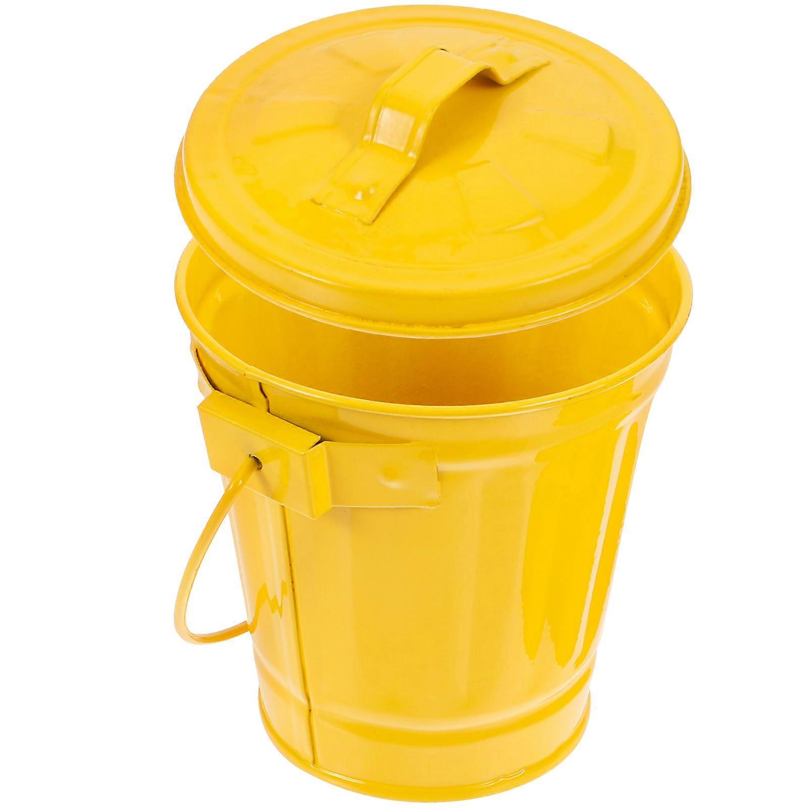 Mini Desktop Trash Can with Lid – Compact Metal Countertop Rubbish Bin for Office, Bathroom, or Tabletop Use – Space Saving & Easy Waste Disposal