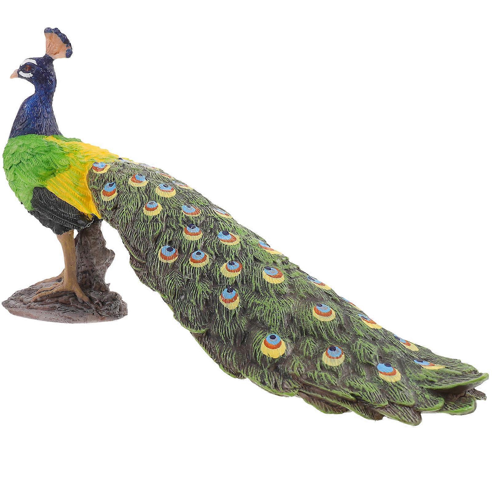 Green PVC Peacock Figurine for Home Decoration with Stable Structure and Fine Workmanship 6.5 Inches