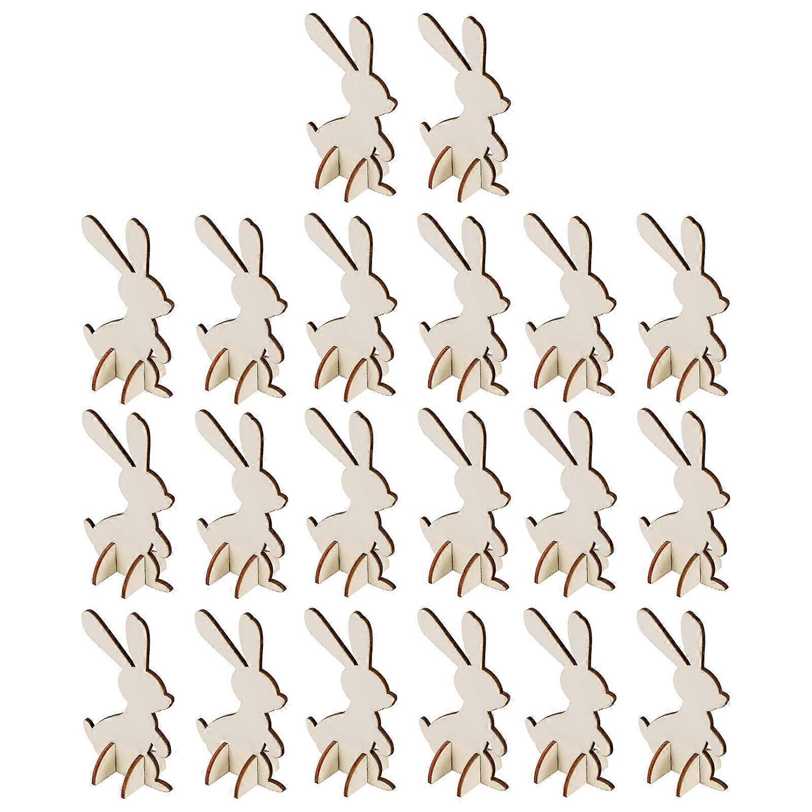 Easter Bunny DIY Accessories 20Pcs Wood Decorations For Kids Creative Activities Perfect For Easter Party Fun