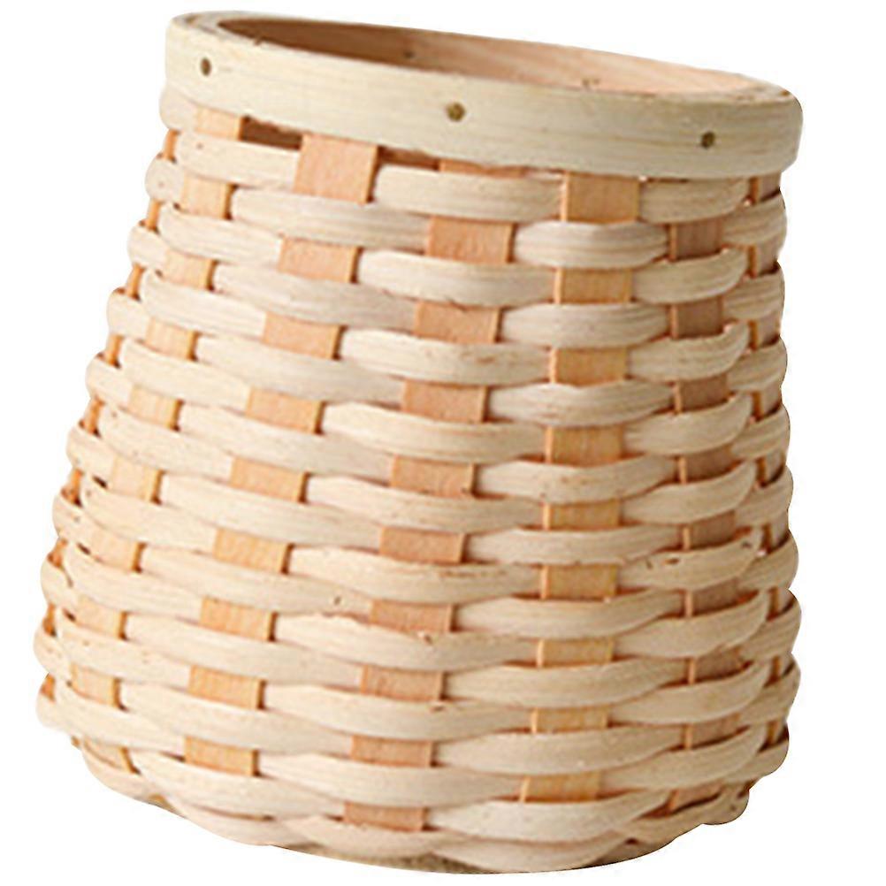 Beige Woven Basket for Storage Use Modern and Simple Style Bamboo Material 7x4 Inches