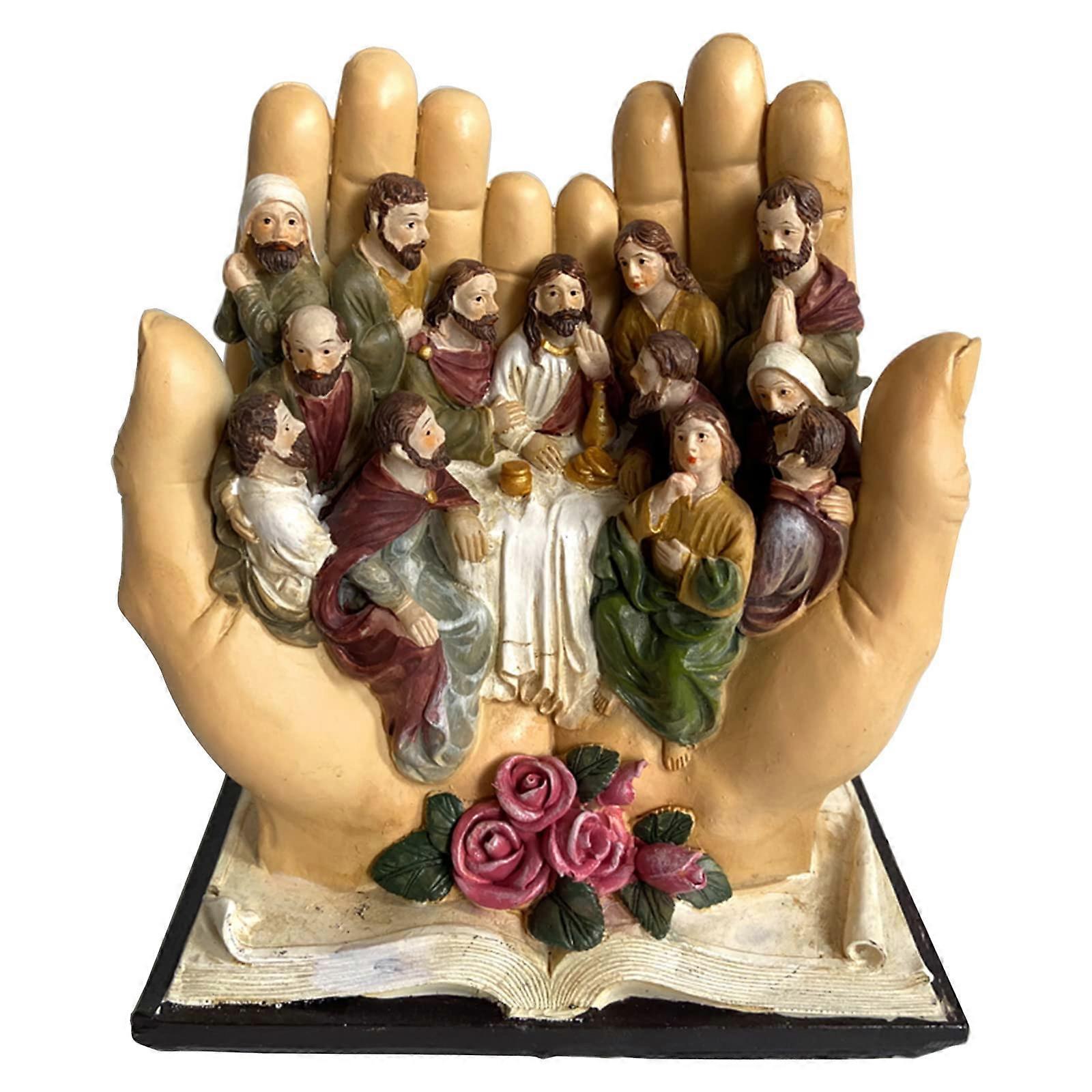 Religious Character Figurine Resin Statue Last Supper Palm Religious Figure 12 Inches Decorative Art