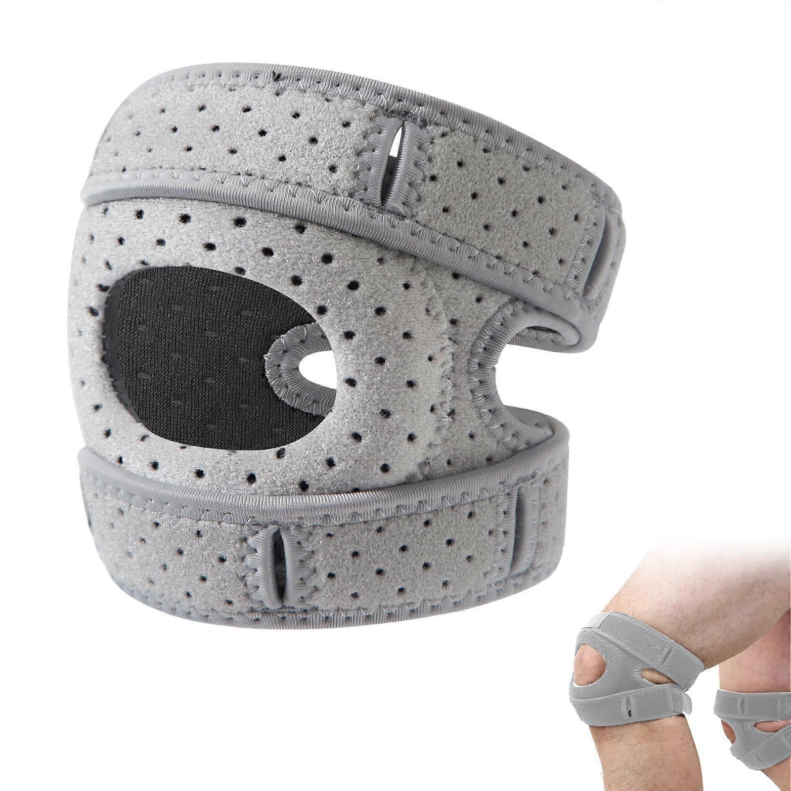 Patella Stabilizing Knee Brace, Adjustable, NonSlip, Shock Absorbing (Grey)